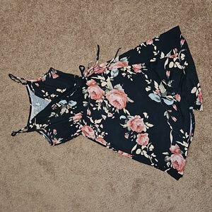 Alya, XS, black flower print dress